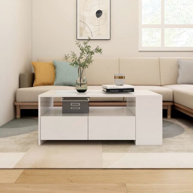 Berkfield Home Coffee Table White 102x55x42 cm Engineered Wood - Size: 102 x 55 x 42 cm - image 1