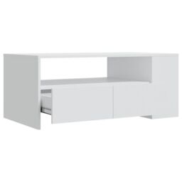 Berkfield Home Coffee Table White 102x55x42 cm Engineered Wood - Size: 102 x 55 x 42 cm - thumbnail 4