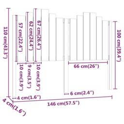 Berkfield Home Bed Headboard Black 146x4x110 cm Solid Wood Pine - Size: 146 x 4 x 110 cm - thumbnail 6