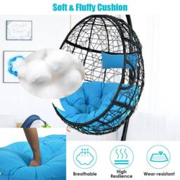 Costway Hammock Egg Swing Chair Indoor Outdoor Hanging Basket Chair with Stand in Black - thumbnail 7