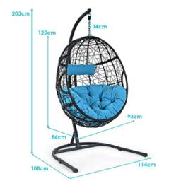 Costway Hammock Egg Swing Chair Indoor Outdoor Hanging Basket Chair with Stand in Black - thumbnail 2