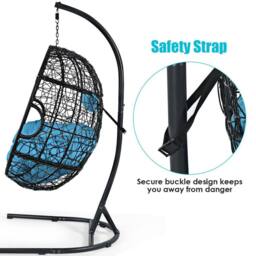 Costway Hammock Egg Swing Chair Indoor Outdoor Hanging Basket Chair with Stand in Black - thumbnail 6