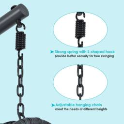 Costway Hammock Egg Swing Chair Indoor Outdoor Hanging Basket Chair with Stand in Black - thumbnail 8