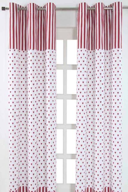 Homescapes Red Love Hearts Ready Made Eyelet Curtain Pair - Size: 140 cm width x 183 cm drop - image 1