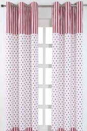 Homescapes Red Love Hearts Ready Made Eyelet Curtain Pair - Size: 140 cm width x 183 cm drop - thumbnail 1