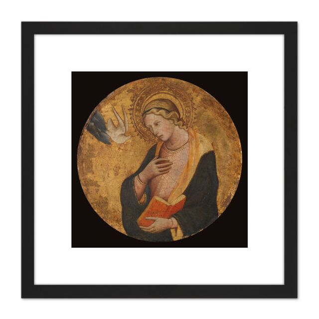Artery8 Di Niccolo Virgin Annunciate Religious Painting 8X8 Inch Square Wooden Framed Wall Art Print Picture with Mount in Black - image 1