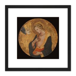Artery8 Di Niccolo Virgin Annunciate Religious Painting 8X8 Inch Square Wooden Framed Wall Art Print Picture with Mount in Black - thumbnail 1