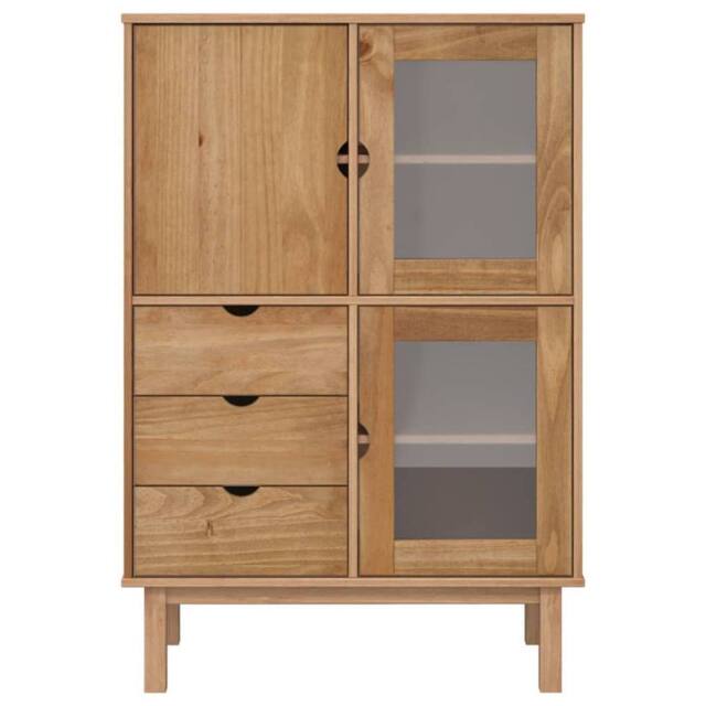 Berkfield Home Highboard OTTA 85x43x125 cm Solid Wood Pine in Brown - Size: 85 x 43 x 125 cm - image 1