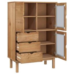 Berkfield Home Highboard OTTA 85x43x125 cm Solid Wood Pine in Brown - Size: 85 x 43 x 125 cm - thumbnail 4