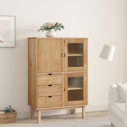 Berkfield Home Highboard OTTA 85x43x125 cm Solid Wood Pine in Brown - Size: 85 x 43 x 125 cm - thumbnail 2