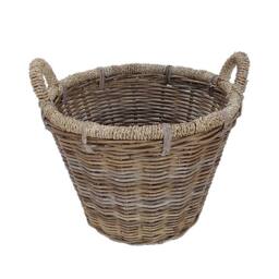 Dibor Traditional Natural Lined Rattan & Seagrass Log Basket H41 x W53cm - thumbnail 2