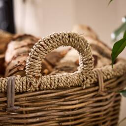 Dibor Traditional Natural Lined Rattan & Seagrass Log Basket H41 x W53cm - thumbnail 5