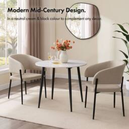 VonHaus Oxford Upholstered Set of Dining Chairs in Cream - Size: 2 Pack - thumbnail 3
