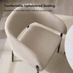 VonHaus Oxford Upholstered Set of Dining Chairs in Cream - Size: 2 Pack - thumbnail 6