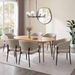 VonHaus Oxford Upholstered Set of Dining Chairs in Cream - Size: 2 Pack - thumbnail 4