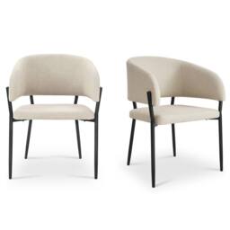 VonHaus Oxford Upholstered Set of Dining Chairs in Cream - Size: 2 Pack - thumbnail 2
