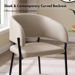VonHaus Oxford Upholstered Set of Dining Chairs in Cream - Size: 2 Pack - thumbnail 5