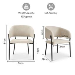 VonHaus Oxford Upholstered Set of Dining Chairs in Cream - Size: 2 Pack - thumbnail 7