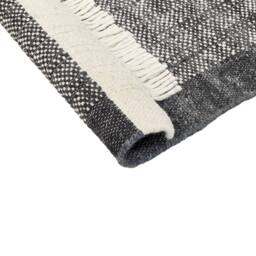 Wyld and Coco Hand-Woven Wool Rug 80 x 150 cm Black and Off-White Tasselled Edges in White - Size: 80 cm x 150 cm - thumbnail 5
