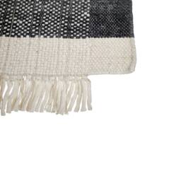 Wyld and Coco Hand-Woven Wool Rug 80 x 150 cm Black and Off-White Tasselled Edges in White - Size: 80 cm x 150 cm - thumbnail 3