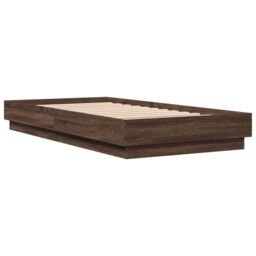Berkfield Home Bed Frame without Mattress Brown Oak 75x190 cm Small Single Engineered Wood - thumbnail 3