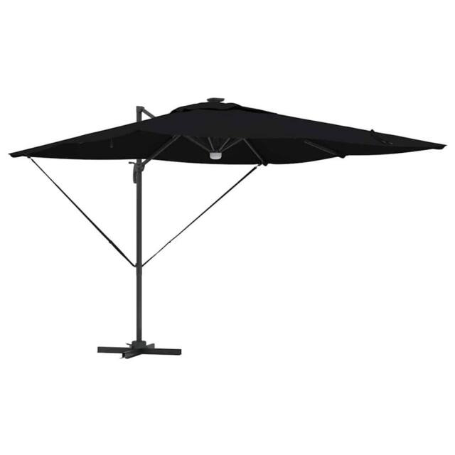 Berkfield Home Cantilever Roma Parasol with LEDs Black 286x285x270 cm Aluminium - Size: 286 x 285 x 270 cm - image 1