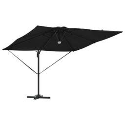 Berkfield Home Cantilever Roma Parasol with LEDs Black 286x285x270 cm Aluminium - Size: 286 x 285 x 270 cm - thumbnail 5