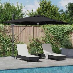 Berkfield Home Cantilever Roma Parasol with LEDs Black 286x285x270 cm Aluminium - Size: 286 x 285 x 270 cm - thumbnail 2