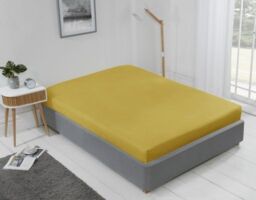 New Edge Blinds Brights Collection Non Iron Fitted Sheet in Yellow - Size: King - thumbnail 1