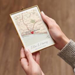 Posh Totty Designs Personalised Vintage Map Picture With Stitched Heart in White - thumbnail 3