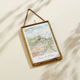 Posh Totty Designs Personalised Vintage Map Picture With Stitched Heart in White - thumbnail 2