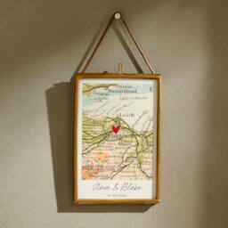 Posh Totty Designs Personalised Vintage Map Picture With Stitched Heart in White - thumbnail 4
