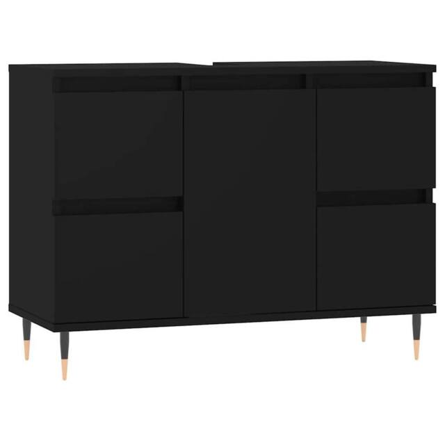 Berkfield Home Bathroom Cabinet Black 80x33x60 cm Engineered Wood - Size: 80 x 33 x 60 cm - image 1