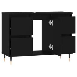 Berkfield Home Bathroom Cabinet Black 80x33x60 cm Engineered Wood - Size: 80 x 33 x 60 cm - thumbnail 4