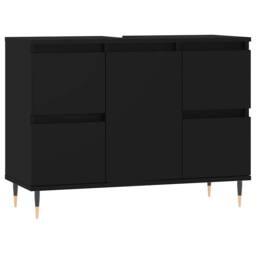 Berkfield Home Bathroom Cabinet Black 80x33x60 cm Engineered Wood - Size: 80 x 33 x 60 cm