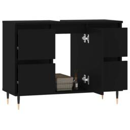 Berkfield Home Bathroom Cabinet Black 80x33x60 cm Engineered Wood - Size: 80 x 33 x 60 cm - thumbnail 3