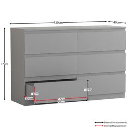 Home Discount Vida Designs Denver Bedroom Set (2 Dr Bedside, 6 Dr Chest, Wardrobe) in Grey - thumbnail 3