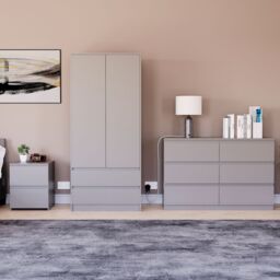 Home Discount Vida Designs Denver Bedroom Set (2 Dr Bedside, 6 Dr Chest, Wardrobe) in Grey - thumbnail 6
