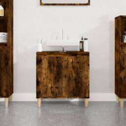 Berkfield Home Sink Cabinet Smoked Oak 58x33x60 cm Engineered Wood in Brown - Size: 58 x 33 x 60 cm