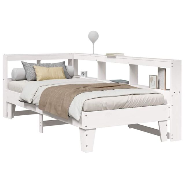 Berkfield Home Bookcase Bed without Mattress White 75x190cm Solid Wood Pine - Size: 75x190 cm - image 1