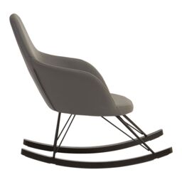 Orsina Light Grey Faux Leather Rocking Chair, Oak Veneer Runners & Lattice Base, Contemporary Accent Chair - thumbnail 3