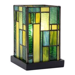 Happy Homewares Designer Art Deco Tiffany Table Lamp in Coloured Stained Glass in Green - thumbnail 2