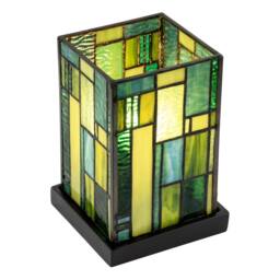 Happy Homewares Designer Art Deco Tiffany Table Lamp in Coloured Stained Glass in Green - thumbnail 4