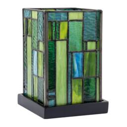 Happy Homewares Designer Art Deco Tiffany Table Lamp in Coloured Stained Glass in Green