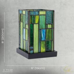Happy Homewares Designer Art Deco Tiffany Table Lamp in Coloured Stained Glass in Green - thumbnail 7