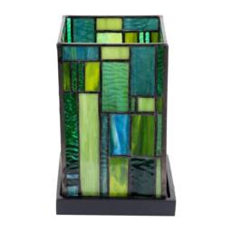 Happy Homewares Designer Art Deco Tiffany Table Lamp in Coloured Stained Glass in Green - thumbnail 3