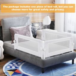 Costway Foldable Toddler Bed Rail Baby Safety Guard w/Removable Cover in White - thumbnail 6