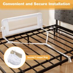 Costway Foldable Toddler Bed Rail Baby Safety Guard w/Removable Cover in White - thumbnail 7