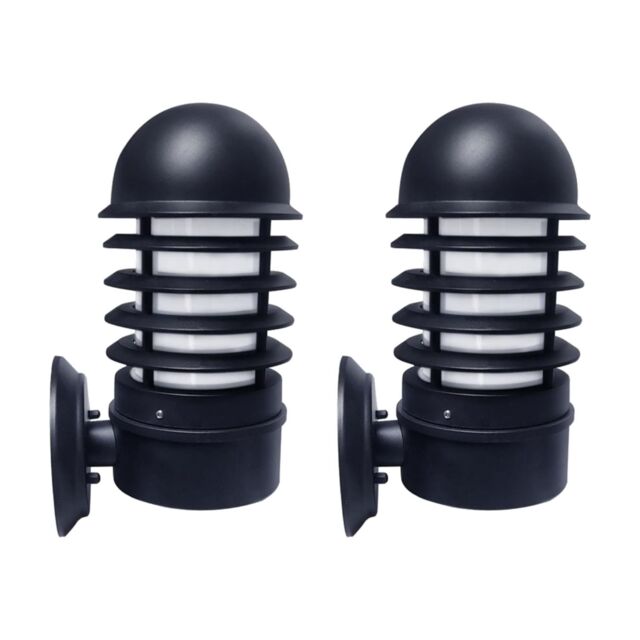 First Choice Lighting Set of 2 Mason - Black Louvred Outdoor Wall Lights - image 1