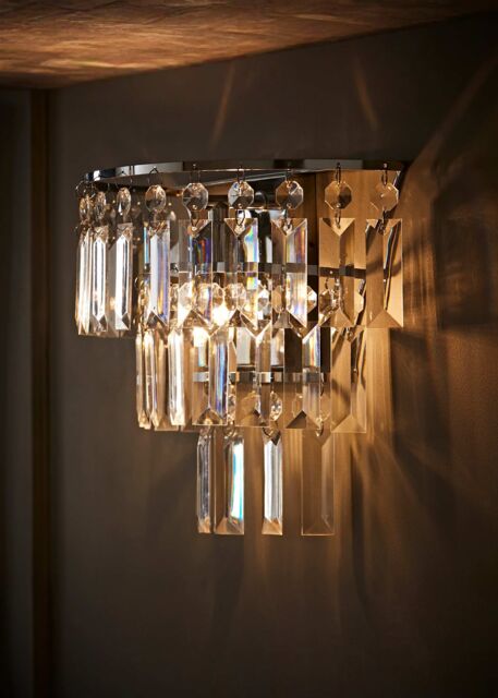 ValueLights Kelsks Chrome with Jewel Droplets Chandelier Style Flush Wall Light in Silver - image 1